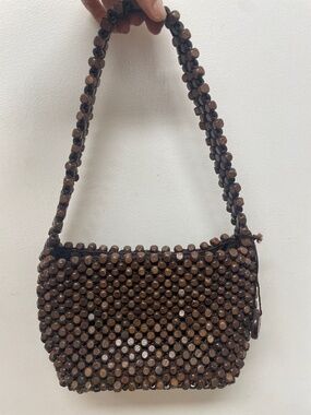 EUC THE SAK BROWN WOODEN BEADED BAG PURSE